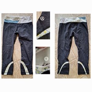 Lululemon Athletica Black Capris With Flowers Size 6